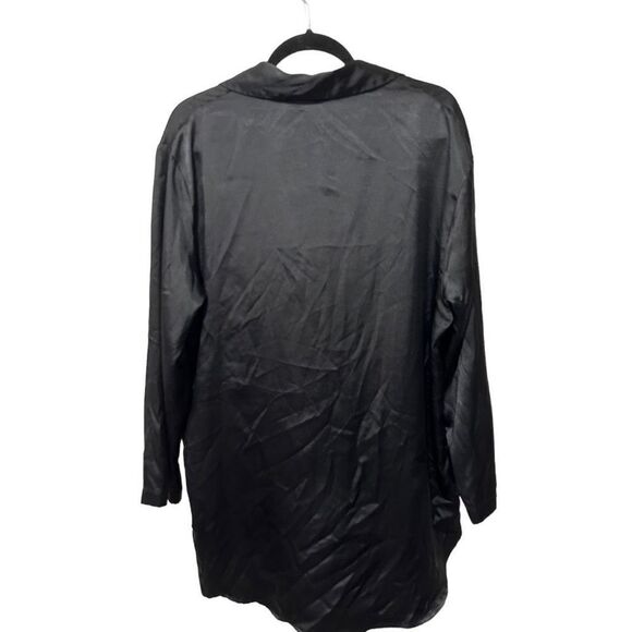 Victoria's Secret Black Two Piece Satin Camisole Tunic Button Front Pajamas M - Picture 7 of 15